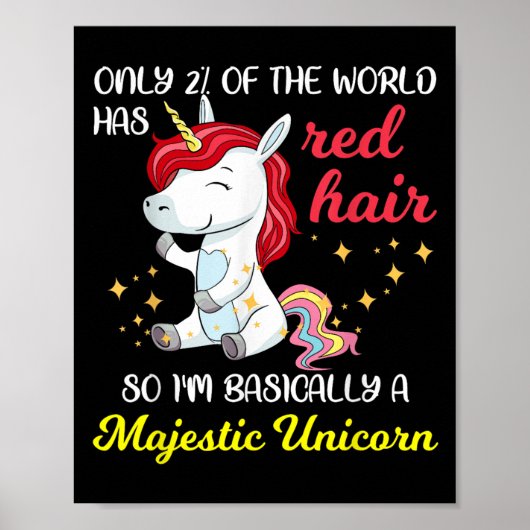 Red Hair Majestic Unicorn Funny Ginger Head Pride Poster (Vorne)