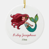 Red Hair Mermaid Personalisiert Redhead Ginger Keramik Ornament (Vorne)