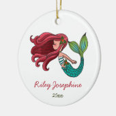 Red Hair Mermaid Personalisiert Redhead Ginger Keramik Ornament (Links)