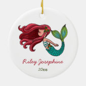 Red Hair Mermaid Personalisiert Redhead Ginger Keramik Ornament (Hinten)