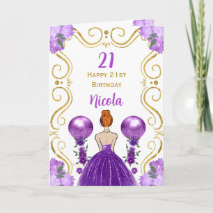 Red Hair Princess Lila Happy Birthday Karte