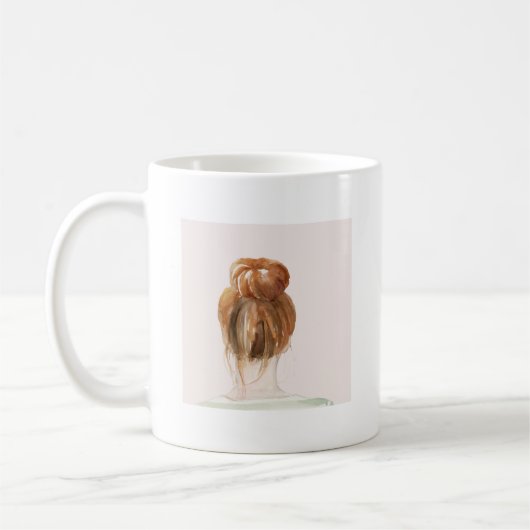Red Hair Top Knot Bun Kaffeetasse (Links)