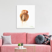 Red Hair Top Knot Bun Leinwanddruck (Insitu (Wohnzimmer))