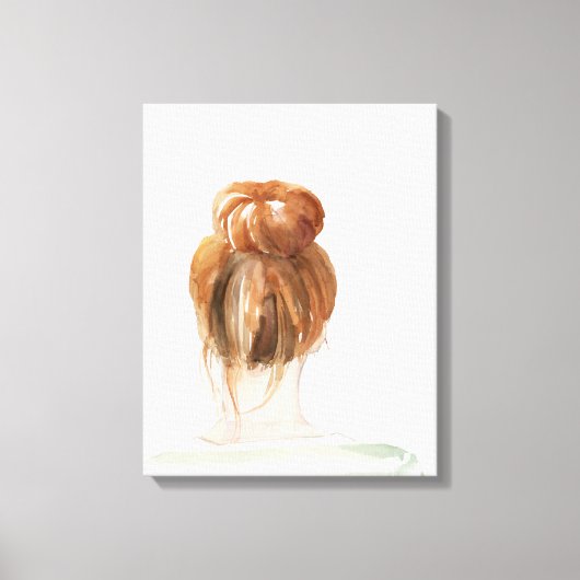 Red Hair Top Knot Bun Leinwanddruck (Vorderseite)