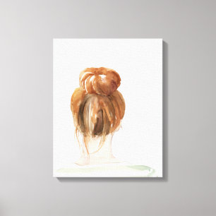 Red Hair Top Knot Bun Leinwanddruck