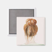 Red Hair Top Knot Bun Magnet (Vorderseite/Rückseite)