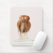 Red Hair Top Knot Bun Mousepad (Mit Mouse)
