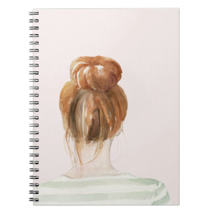Red Hair Top Knot Bun Notizblock