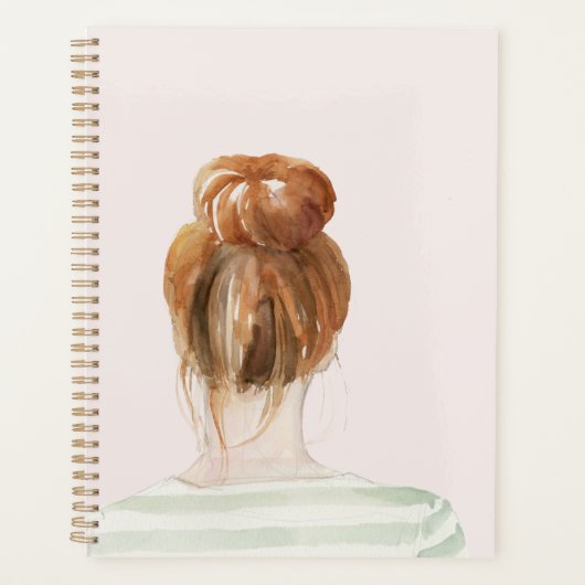 Red Hair Top Knot Bun Planer (Vorderseite)