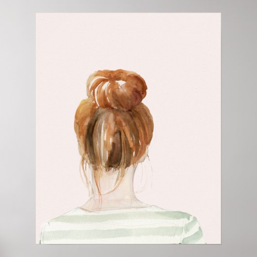 Red Hair Top Knot Bun Poster (Vorne)