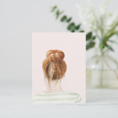Red Hair Top Knot Bun Postkarte (Stehend Vorderseite)