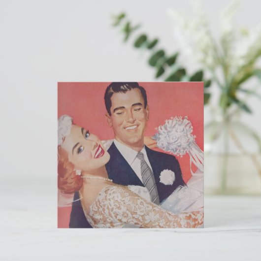 Red Haired Bride Wedding Save The Date (Stehend Vorderseite)