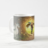 Red-Haired Dragon Girl Forest Portal Art Kaffeetasse (Vorderseite Links)