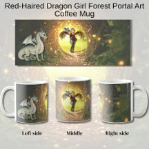 Red-Haired Dragon Girl Forest Portal Art