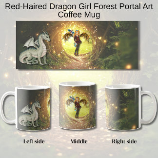 Red-Haired Dragon Girl Forest Portal Art Kaffeetasse