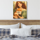 Red-Haired Girl Holding a Fox Woodland Fantasy Leinwanddruck (Insitu (Schlafzimmer))