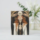 Red haired Goddess Woman With a Skull Postkarte (Stehend Vorderseite)