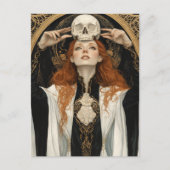 Red haired Goddess Woman With a Skull Postkarte (Vorderseite)
