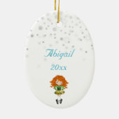 Red Haired Irish Dancer Winter Christmas Keramik Ornament (Hinten)