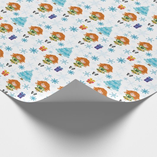 Red Haired Irish Dancer Winter Pattern Weihnachten Geschenkpapier (Ecke)