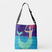 Red Haired Mermaid Beach Bag Tragetaschen Mit Langen Trägern (Rückseite)