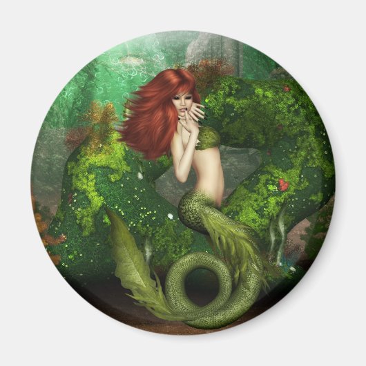 Red Haired Mermaid Magnet (Vorne)