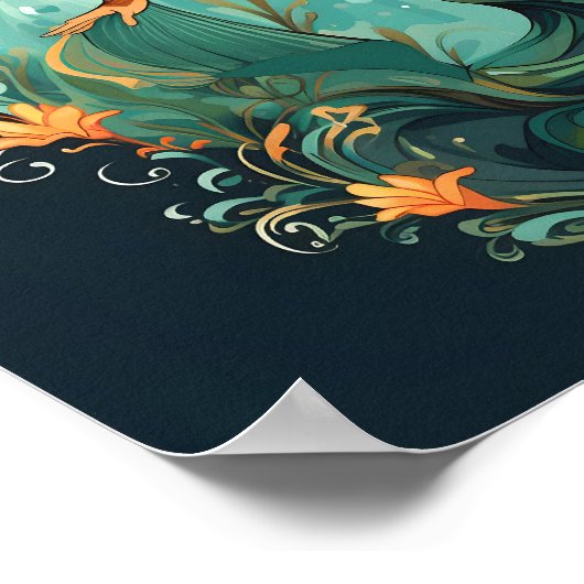 Red Haired Mermaid Poster (Ecke)