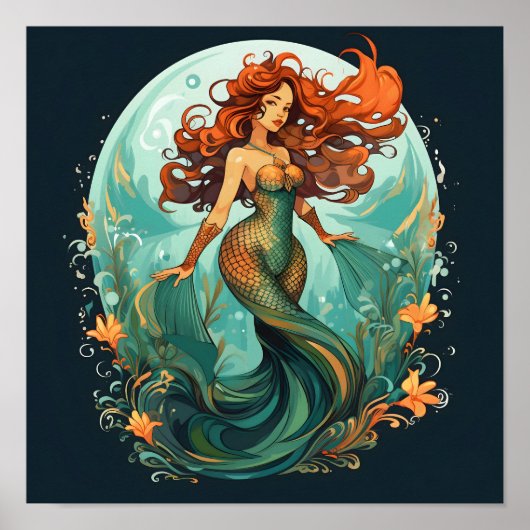 Red Haired Mermaid Poster (Vorne)