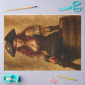 Red-Haired Pirate Woman Decoupage Seidenpapier (Basteln)