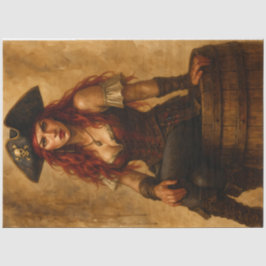 Red-Haired Pirate Woman Decoupage Seidenpapier