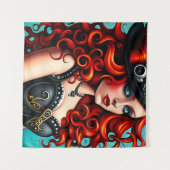 Red Haired Steampunk Woman Wandteppich (Vorderseite (Horizontal))