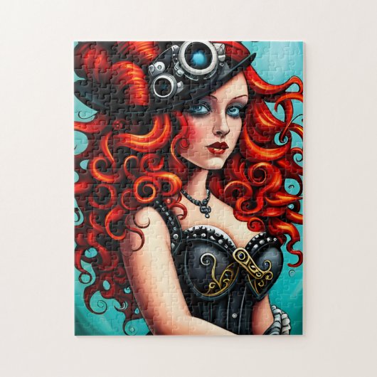 Red Haired Streampunk Woman Puzzle (Vertikal)