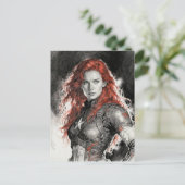 Red haired warrior woman  postkarte (Stehend Vorderseite)
