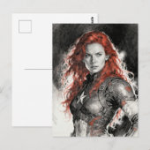 Red haired warrior woman  postkarte (Vorne/Hinten)