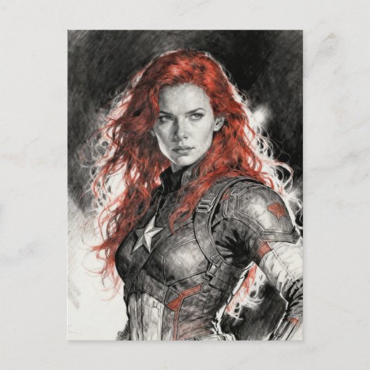 Red haired warrior woman  postkarte (Vorderseite)