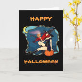 Red-haired Witch Halloween Karte (Gelbe Blume)