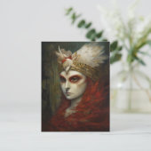 Red Haired Woman Feather Crown Postkarte (Stehend Vorderseite)