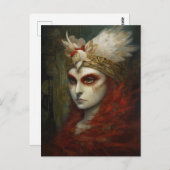 Red Haired Woman Feather Crown Postkarte (Vorne/Hinten)