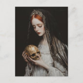 Red haired Woman With a Gold Skull Postkarte (Vorderseite)