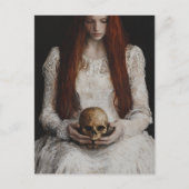 Red haired Woman With a Skull Postkarte (Vorderseite)