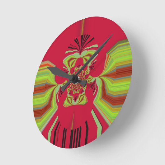 Red Hakuna Matata Muster Runde Wanduhr (Winkel)