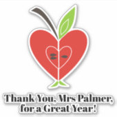 Red Halbe Apfellehrer's Wertschätzung Danke Aufkleber (Vorderseite)