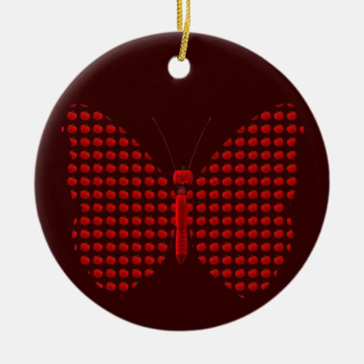 Red Halloween Butterfly Keramikornament (Vorne)