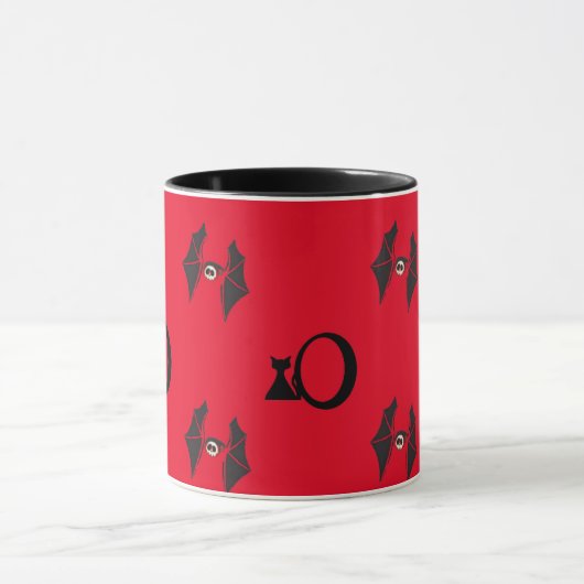 Red Halloween & Cat Design Tasse (Zentrum)