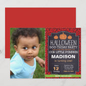 Red Halloween Pumpkin Einladung mit Foto (Vorne/Hinten)