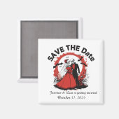 Red Halloween Wedding Save the Date Magnet (Vorderseite/Rückseite)