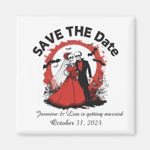Red Halloween Wedding Save the Date Magnet