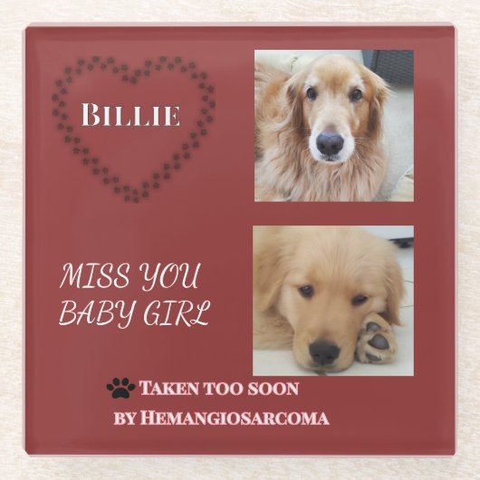 Red Halo Pet Loss Keepsake Glasuntersetzer (Vorderseite)