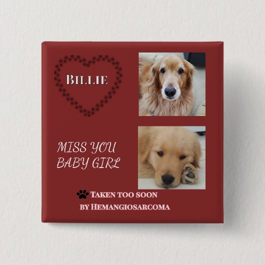 Red Halo Pet Memorial Tribute Button (Vorderseite)