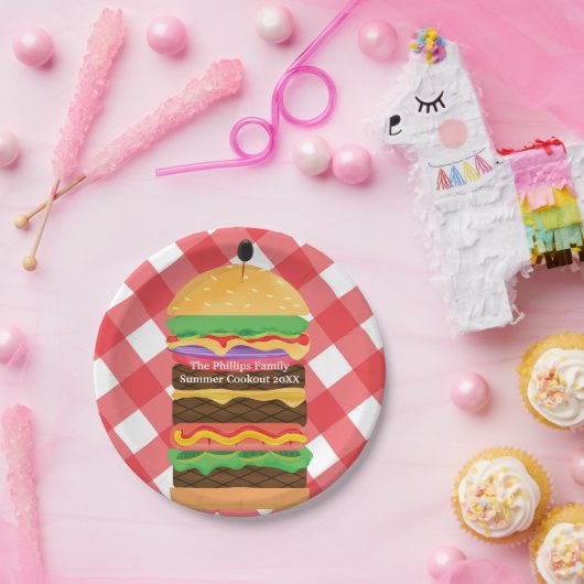 Red Hamburger Summer Cookie Party Custom Pappteller (Party)